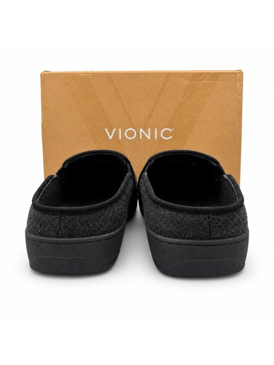 Vionic Unwind Clog Slipper Mens 10.5 Black Wool Arch Support Mule House Shoe main image 5